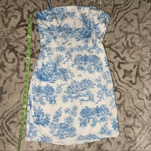 Sz 6 Princess Polly White Blue Cottage Print Dress